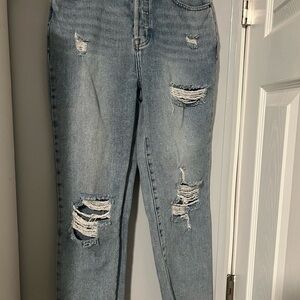 PacSun Blue Straight Leg Distressed Jeans
